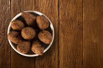 Kibe roast portion on the wood background