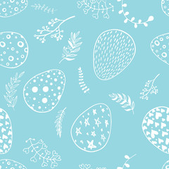 Seamless pattern with hand drawn ornamental eggs.