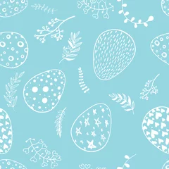 Foto op Aluminium Seamless pattern with hand drawn ornamental eggs. © Olga_Rom
