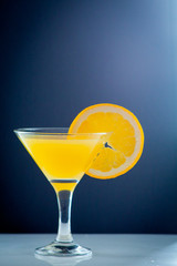 Orange juice and slices of orange fruit