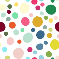 Cercles muraux Polka dot Modèle sans couture avec des taches de confettis dispersés colorés dessinés à la main.