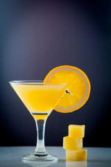 Orange juice and slices of orange fruit