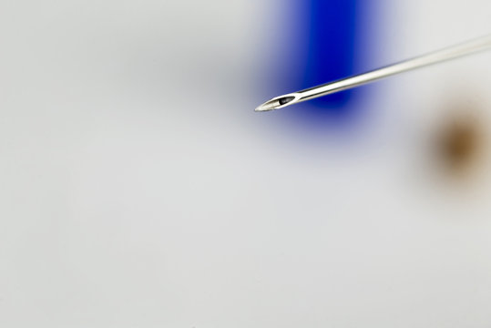 Medical needle at a close distance.