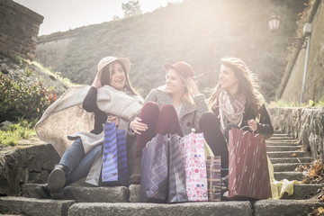 Three best friend after shopping.