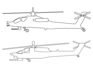 Helicopter outline. Military equipment icon. Vector illustration