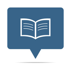 Blaue Sprechblase mit Buch - Lesen