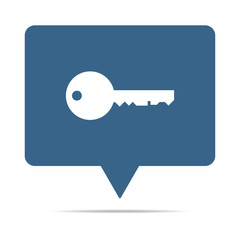 Blaue Sprechblase mit Schlüssel - Sicherheit - Passwort