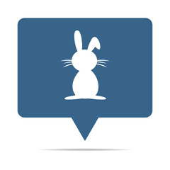 Blaue Sprechblase mit Cartoon Hase