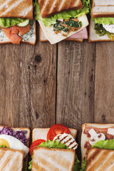 Six sandwiches with different ingredients