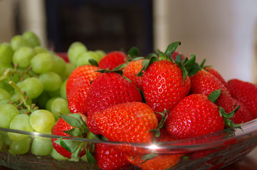 Fresh fruits in glass bowl