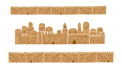 Obraz premium Middle East Town, Holy City, Vector illustration