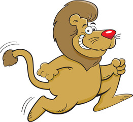 Cartoon illustration of a lion running.