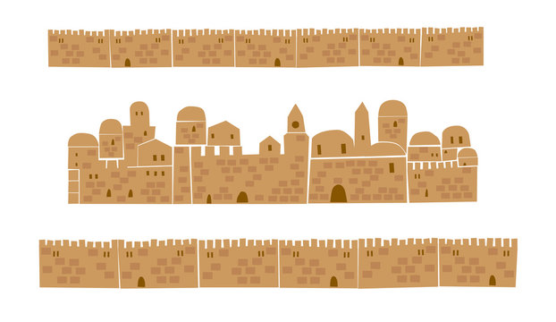 Middle East Town, Holy City, Vector illustration