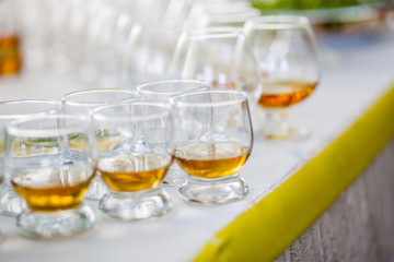 Cognac in glass for wedding