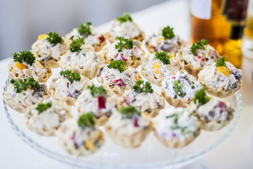 Buffet table of snacks