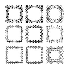 Hand drawn floral square frames for the page decoration.