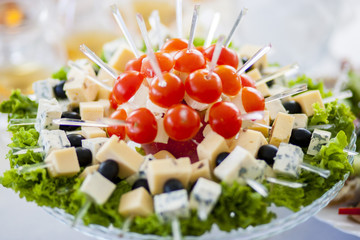 Appetizers with tomatoes and cheese