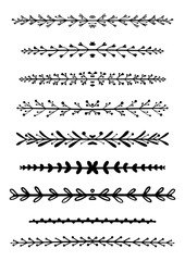 Fototapeta premium Hand drawn floral borders, dingbats, dividers