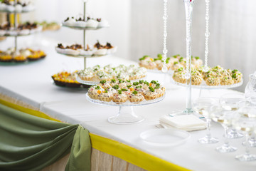 Buffet table of snacks
