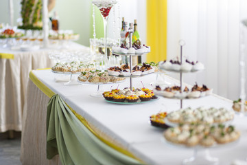 Buffet table of snacks