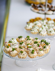 Buffet table of snacks