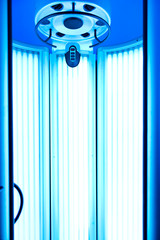 interior of solarium with blue light.