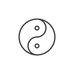 Yin and yang line icon, outline vector sign, linear style pictogram isolated on white. Symbol, logo illustration. Editable stroke. Pixel perfect