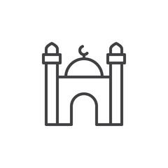 Mosque line icon, outline vector sign, linear style pictogram isolated on white. Symbol, logo illustration. Editable stroke. Pixel perfect