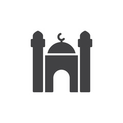 Mosque icon vector, filled flat sign, solid pictogram isolated on white. Symbol, logo illustration. Pixel perfect
