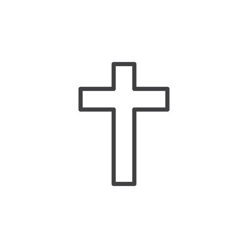 Christian cross line icon, outline vector sign, linear style pictogram isolated on white. Symbol, logo illustration. Editable stroke. Pixel perfect