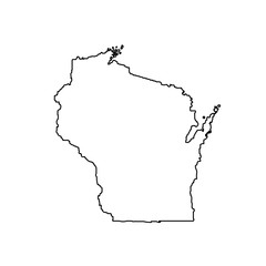 map of the U.S. state of Wisconsin  - obrazy, fototapety, plakaty