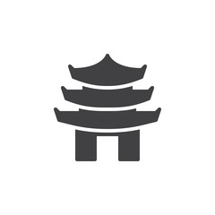 Pagoda tiered tower icon vector, filled flat sign, solid pictogram isolated on white. Symbol, logo illustration. Pixel perfect