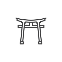 Torii line icon, outline vector sign, linear style pictogram isolated on white. Symbol, logo illustration. Editable stroke. Pixel perfect