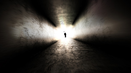 Bright light at the end of the tunnel. Death at the end of the journey.