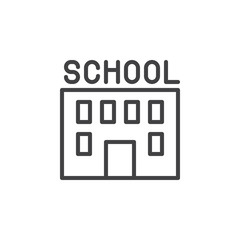 School building line icon, outline vector sign, linear style pictogram isolated on white. Symbol, logo illustration. Editable stroke. Pixel perfect