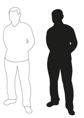 Sketch and silhouette of a man is a vector