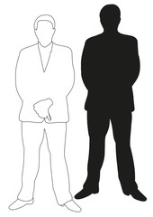 Sketch and silhouette of a man is a vector illustration