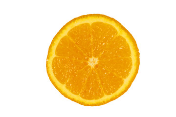 Slice of fresh orange isolated on white background