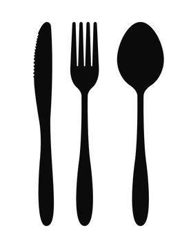 Spoon, fork and knife vector icons