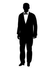 Silhouette of a man in a bow tie is a vector illustration