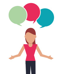 People and Communication concept represented by bubble and woman icon. Isolated and flat illustration