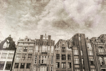 Vintage photo of Amsterdam buildings