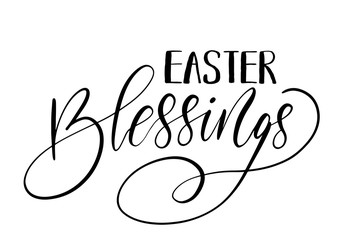 Easter holiday celebration. Easter Blessings handwriting lettering design - obrazy, fototapety, plakaty