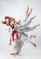 The studio shot of group of kids training karate martial arts © master1305