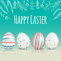 Beautiful easter card with colored easter eggs