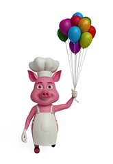 3d Chef Pig with ballons.