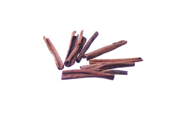 Cinnamon sticks isolated on white background. Kulit kayu manis.