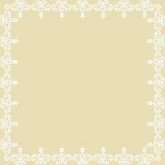 Classic square frame with white arabesques and orient elements. Abstract fine ornament with place for text