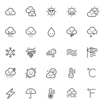 cute waether icon set isolated