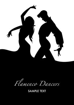 Couple of flamenco dancers silhouettes. Vector illustration